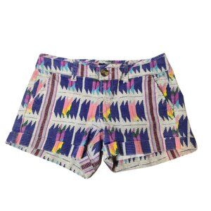 American Eagle Midi Stretch Cuff Shorts Size 00 Southwest Aztec Pockets Tribal